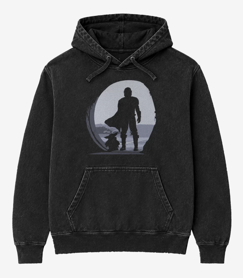 Poleron Canguro Acid Wash Negro de El yodita
