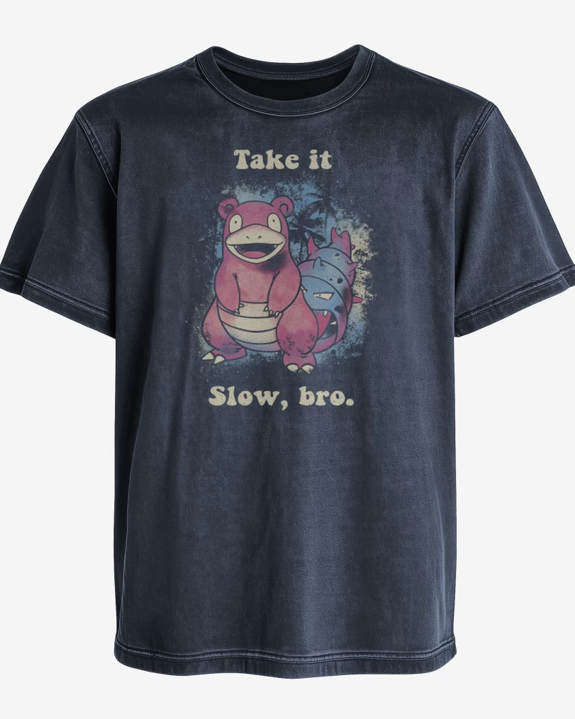 Polera desgastada Azul Marino de Take it Slow, bro