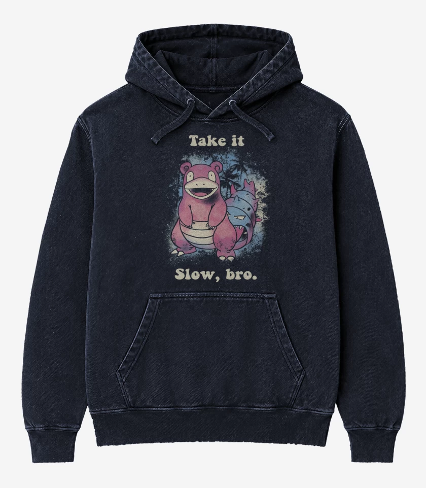 Poleron Canguro Acid Wash Azul Marino de Take it Slow, bro