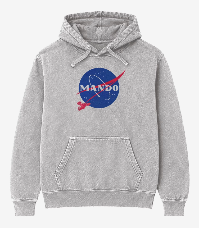 Poleron Canguro Acid Wash Gris Melange de Mando nasa