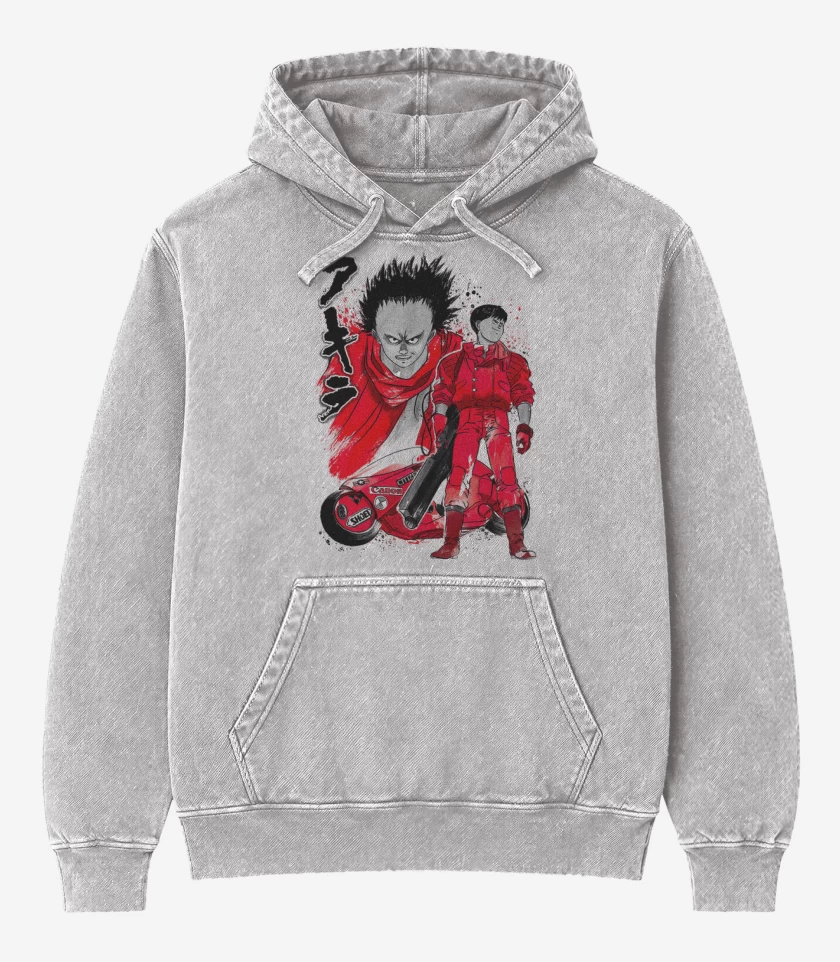 Poleron Canguro Acid Wash Gris Melange de Tetsuo