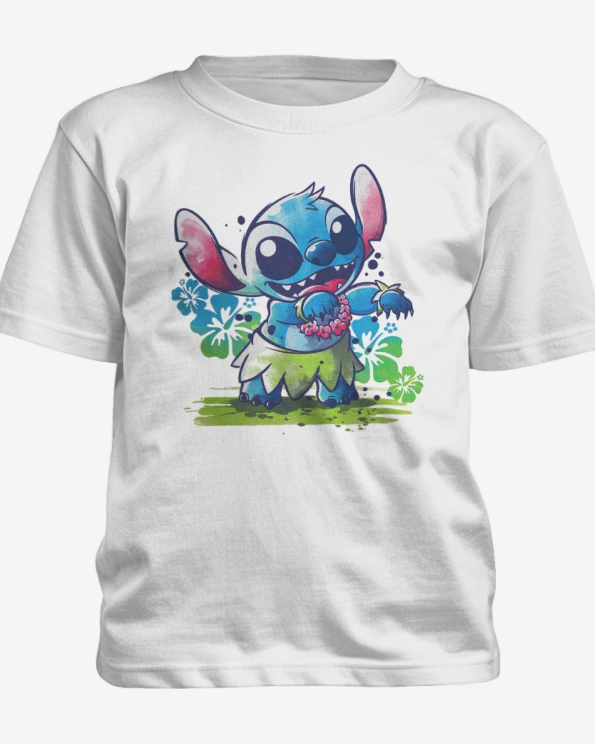 Polera de niño Stitch hawaiano