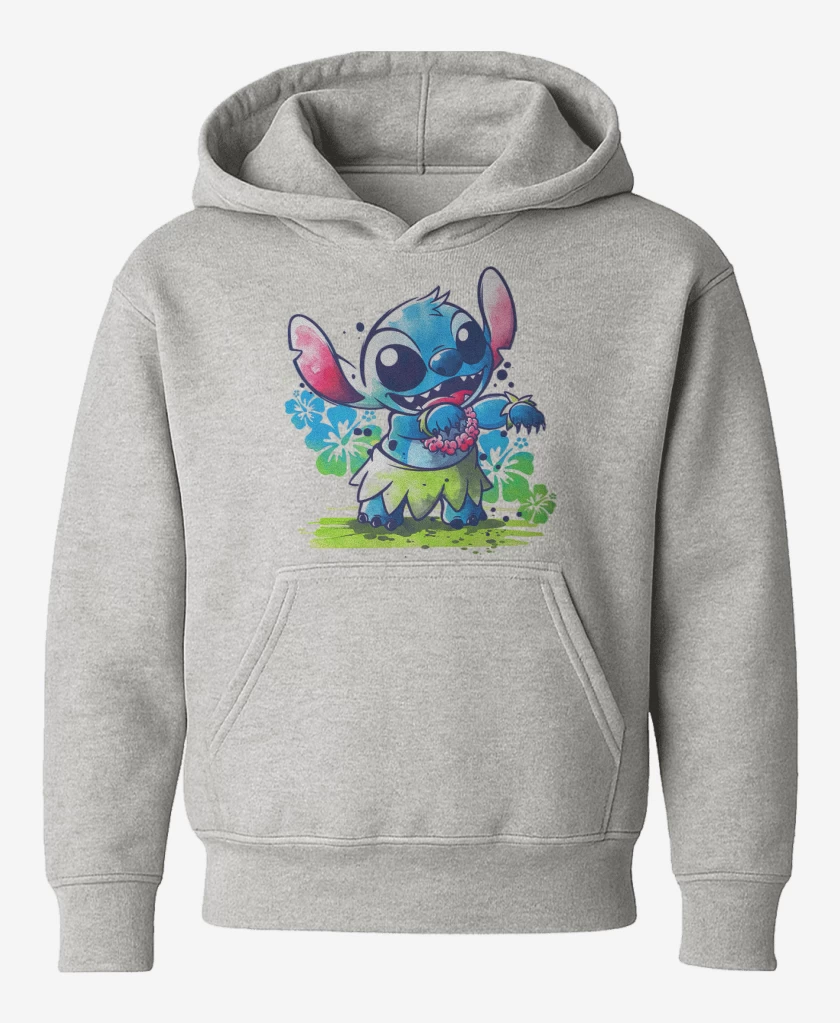 Poleron de niño Gris Melange de Stitch hawaiano