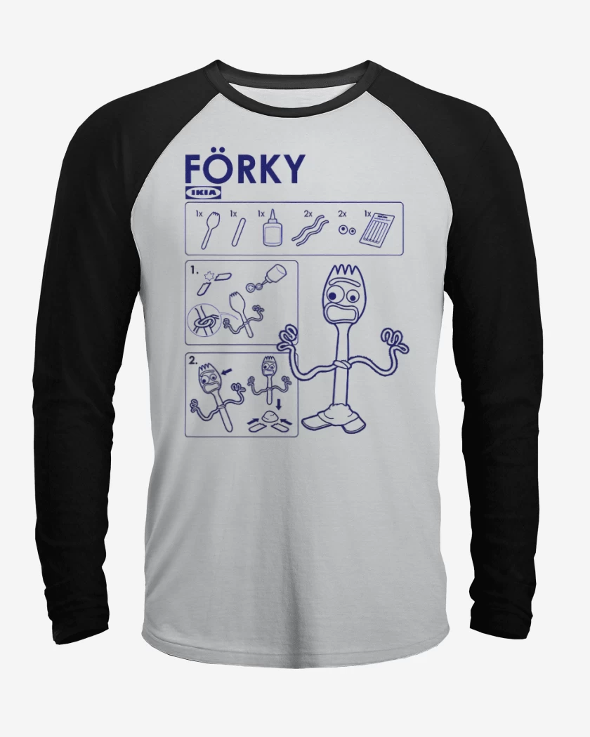 Polera Raglan Blanco / Negro de Forky tutorial
