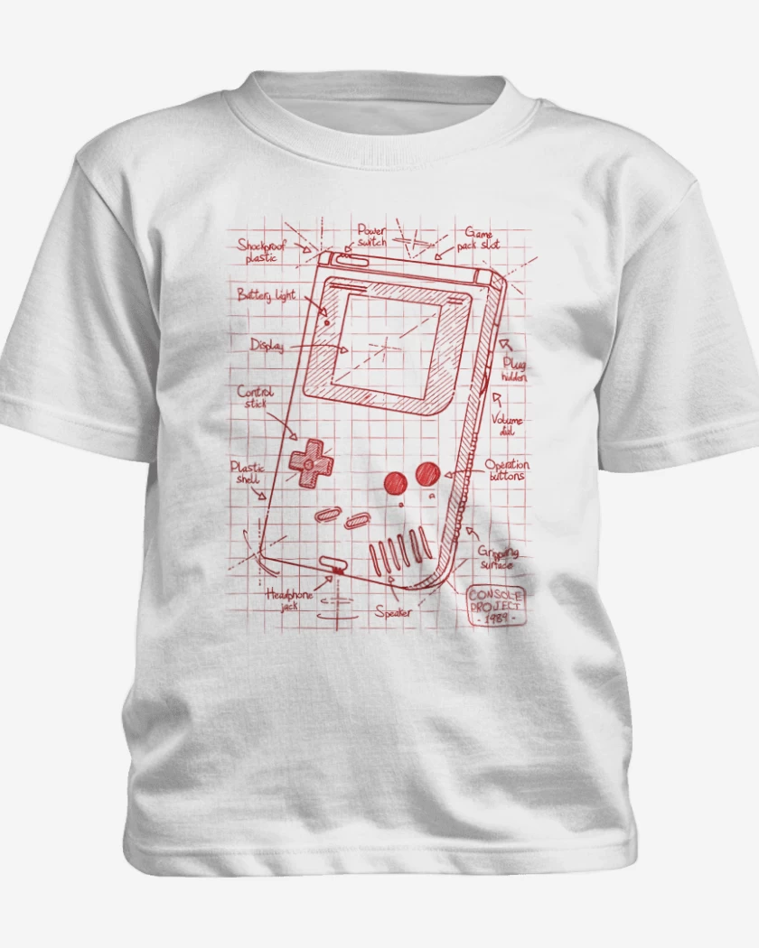 Polera de niño Blanco de Game boy boceto