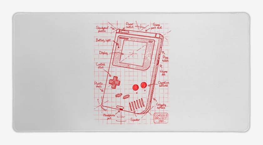 Mouse pad Gamer Blanco de Game boy boceto