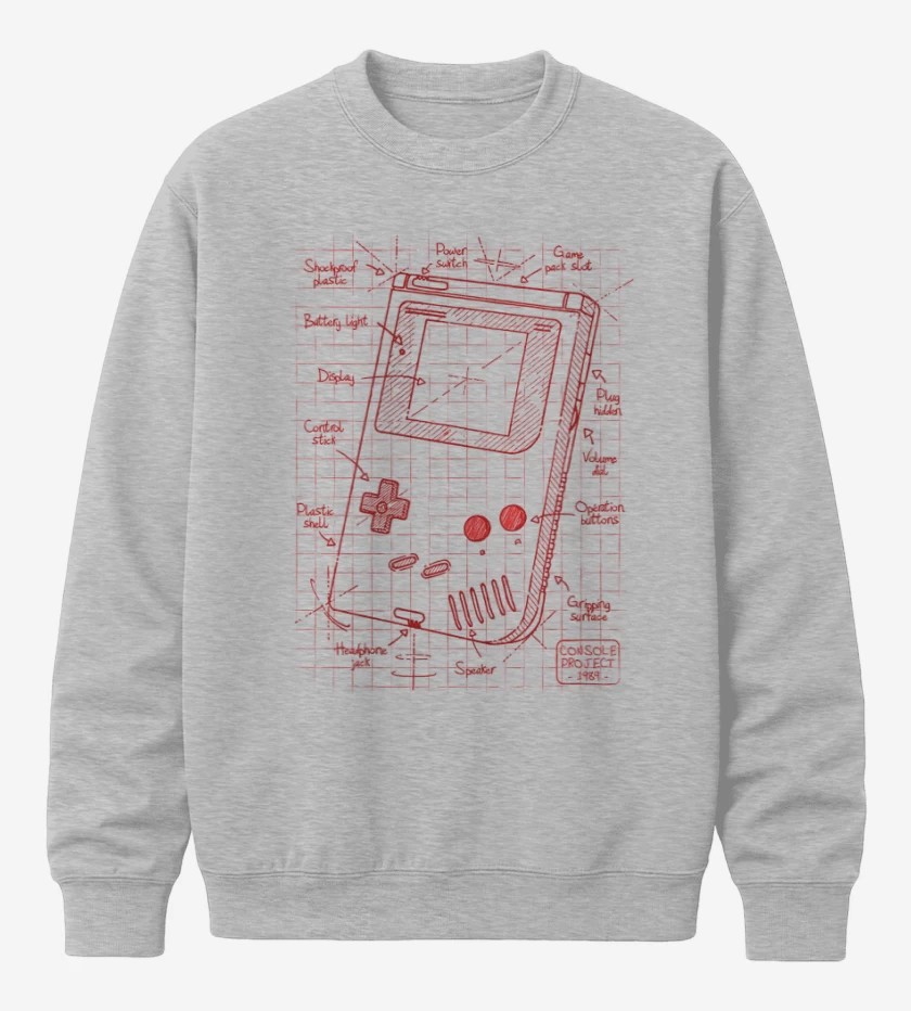 Poleron polo Gris Melange de Game boy boceto