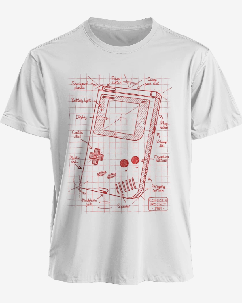 Polera premium Blanco de Game boy boceto