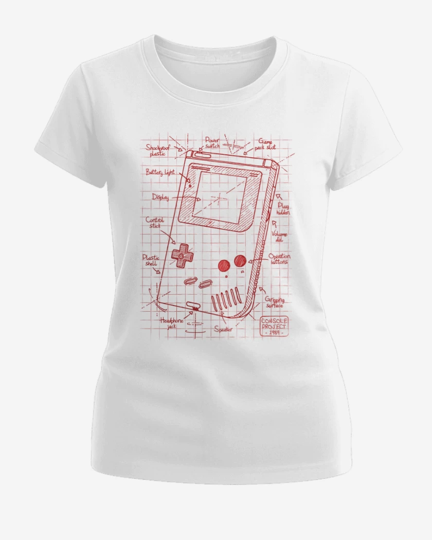 Polera de Mujer Blanco de Game boy boceto