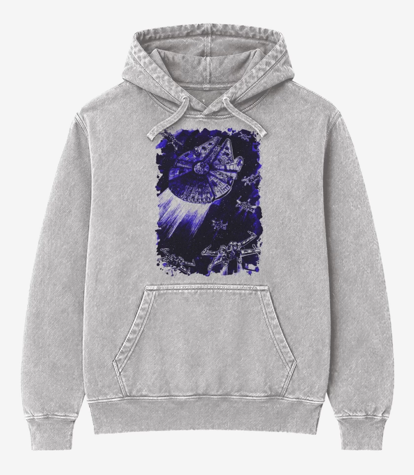 Poleron Canguro Acid Wash Gris Melange de Rebels
