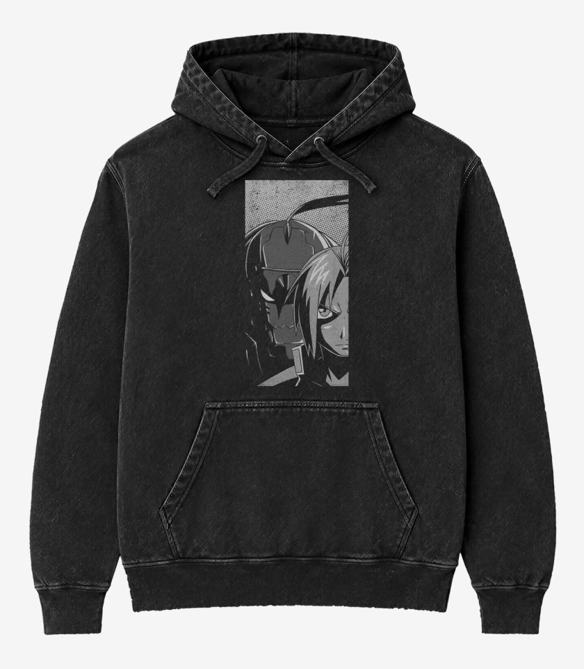Poleron Canguro Acid Wash Negro de Alquimistas