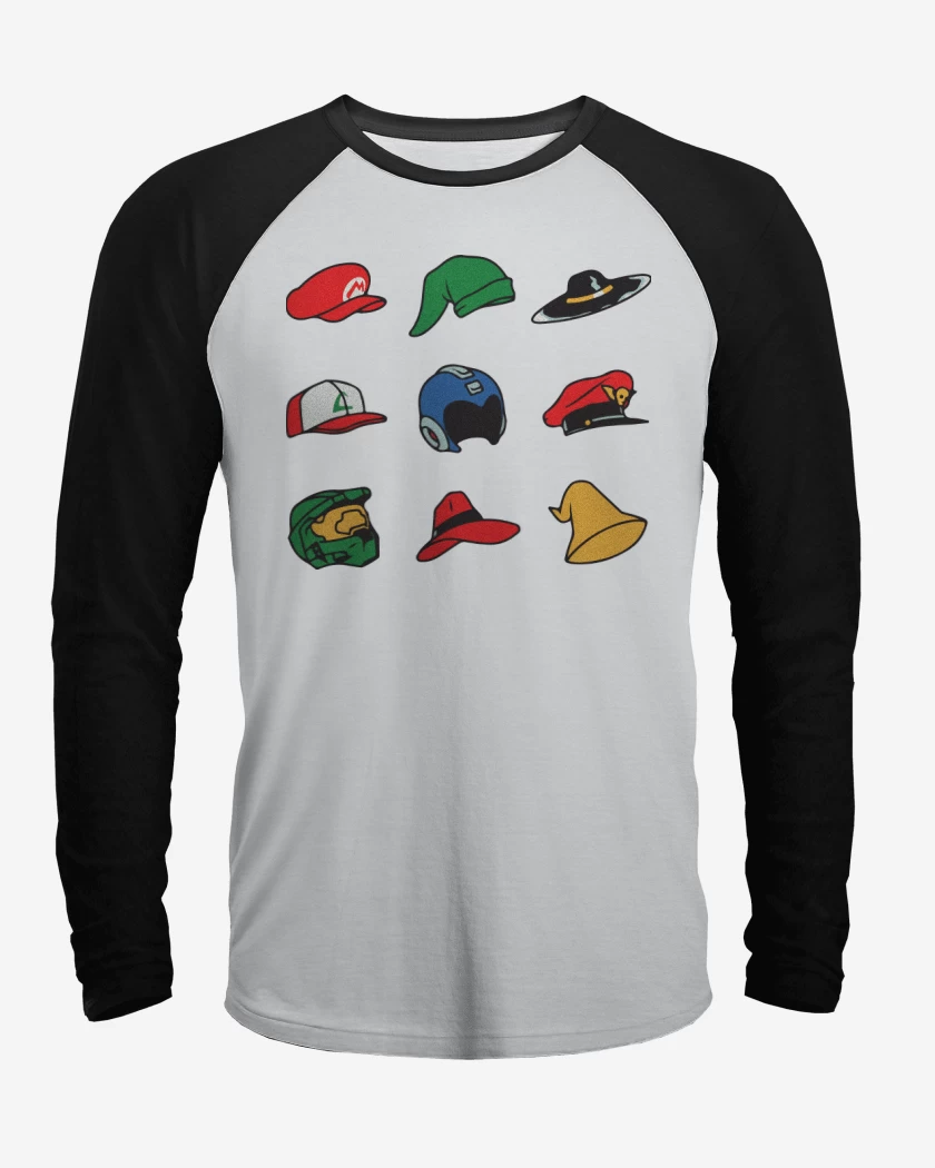 Polera Raglan Blanco / Negro de Gorros Gamer
