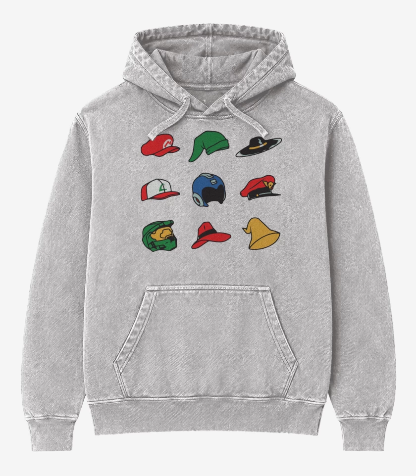 Poleron Canguro Acid Wash Gris Melange de Gorros Gamer