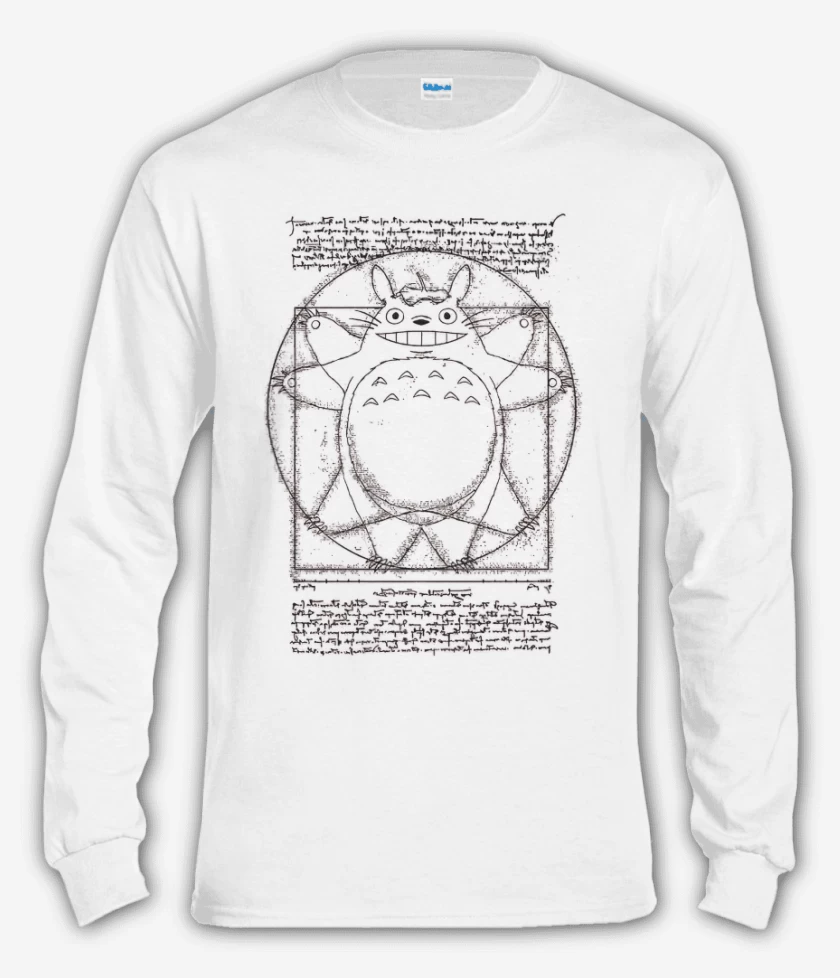 Polera manga larga Blanco de Vitruviu totoro