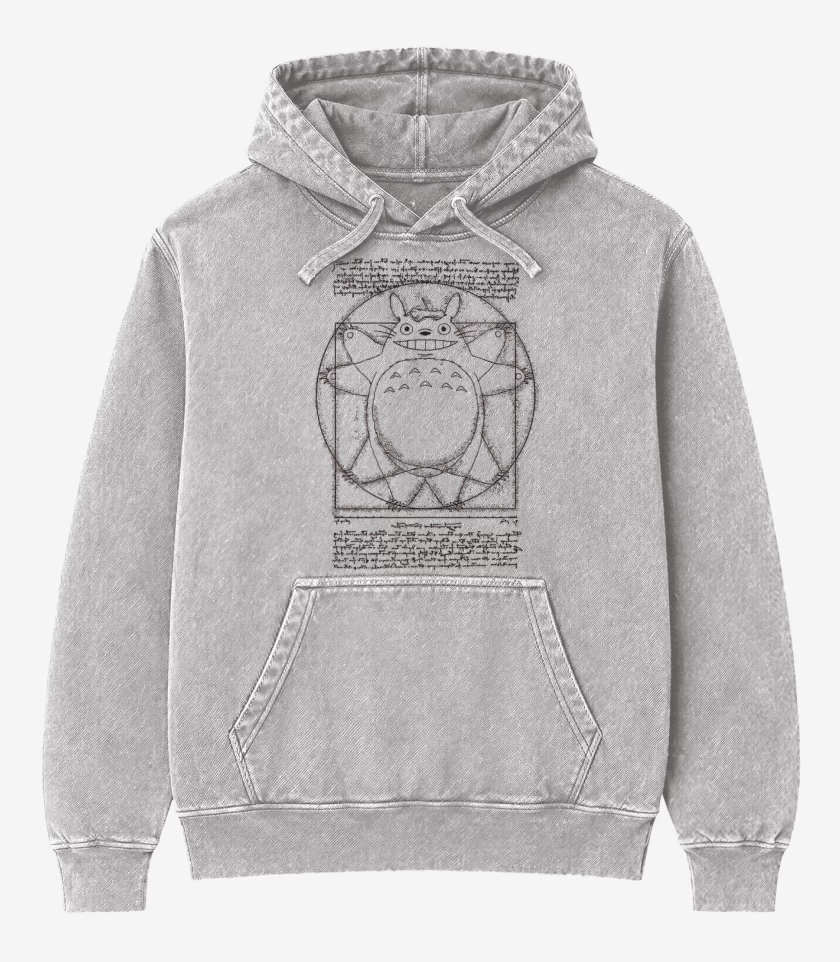 Poleron Canguro Acid Wash Gris Melange de Vitruviu totoro