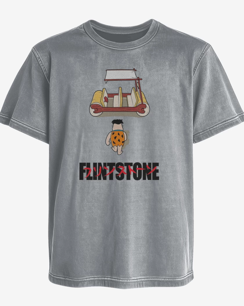 Polera desgastada Gris Melange de Picapiedras