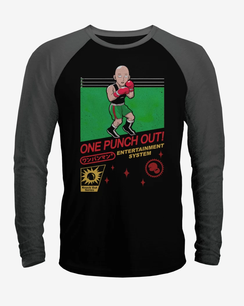 Polera Raglan Negro / Negro Heather de One punch snes