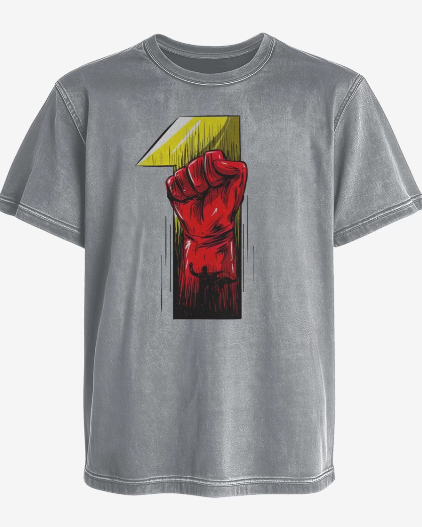Polera desgastada Gris Melange de 1 Punch
