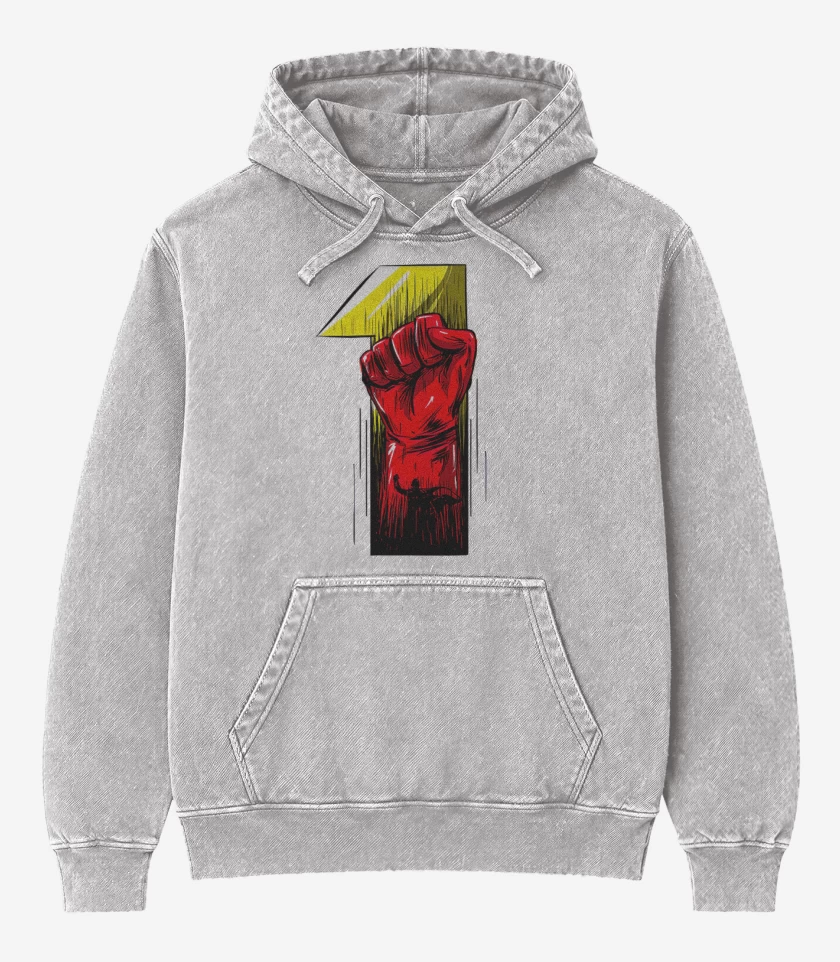 Poleron Canguro Acid Wash Gris Melange de 1 Punch