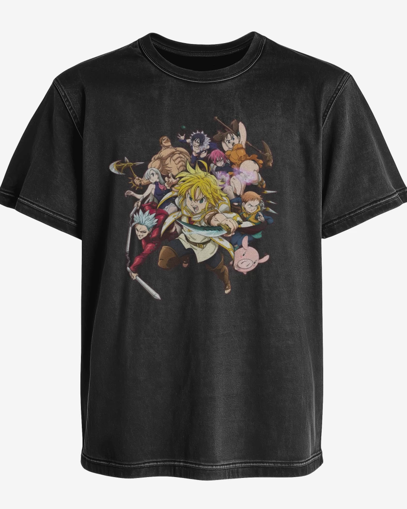 Polera desgastada Negro de SDS 7 I