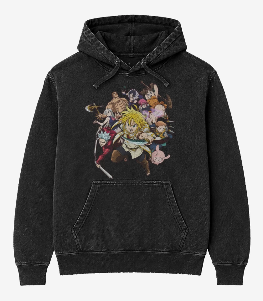 Poleron Canguro Acid Wash Negro de SDS 7 I