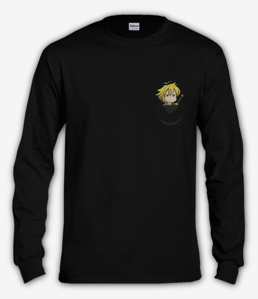 Polera manga larga Negro de SDS 7 bolsillo