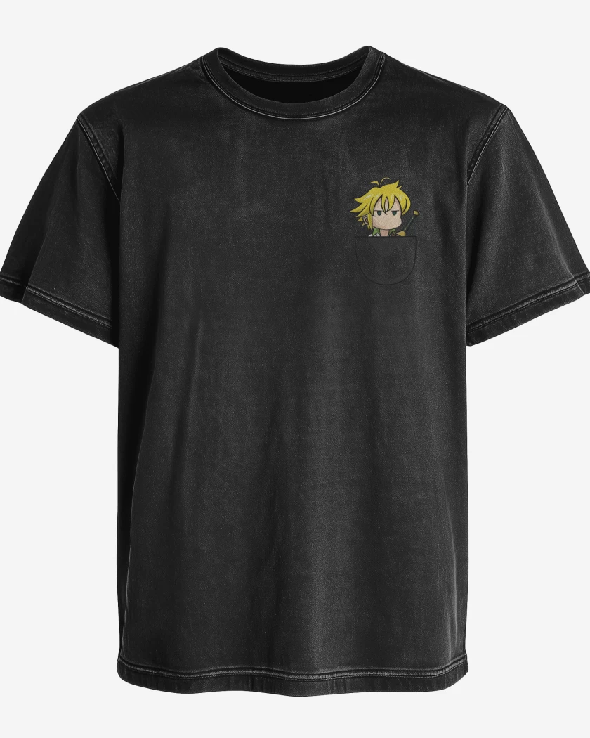 Polera desgastada Negro de SDS 7 bolsillo
