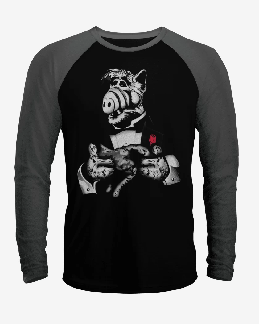 Polera Raglan Negro / Negro Heather de Alfather