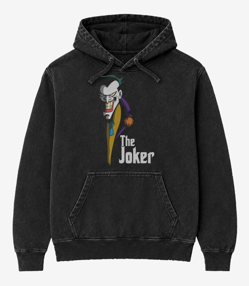 Poleron Canguro Acid Wash Negro de The joker