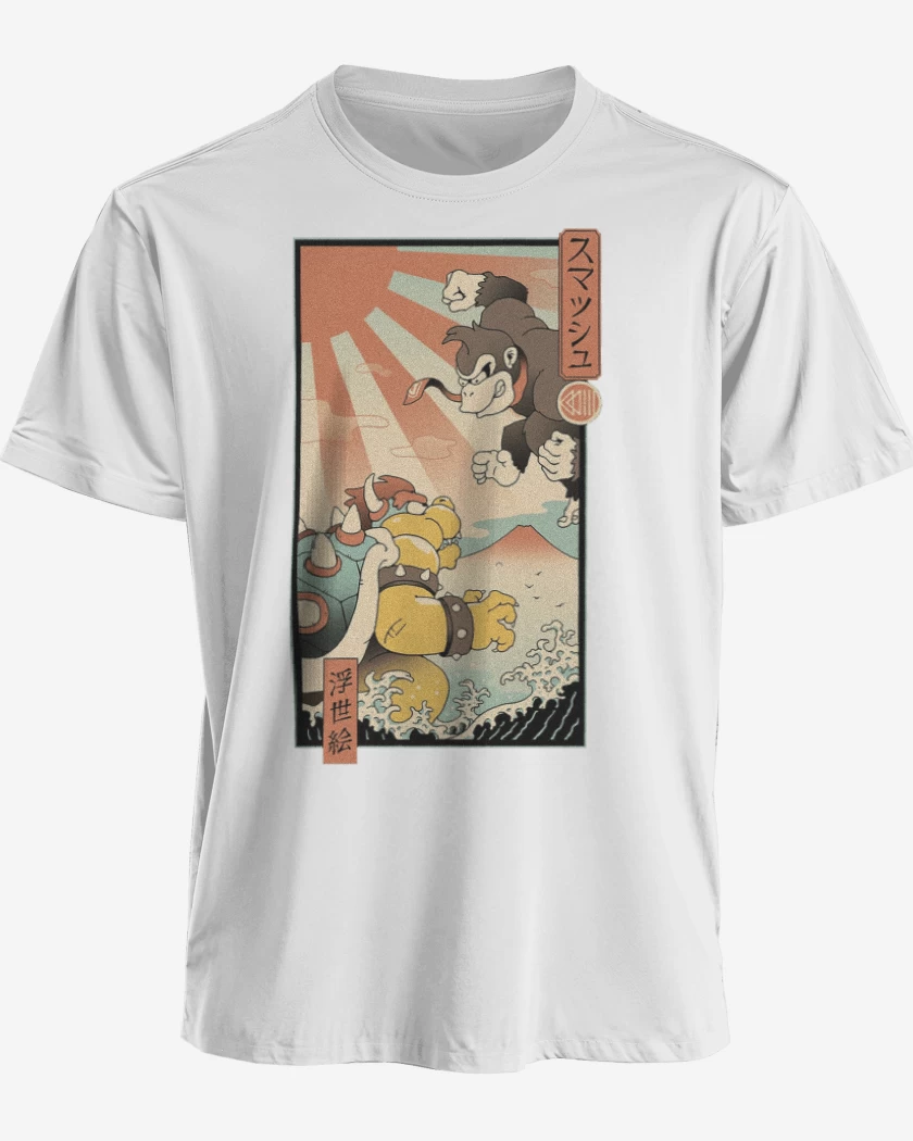 Polera premium Blanco de Kong vs Bowzilla