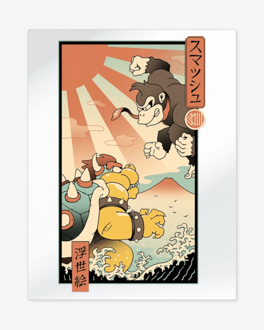 Print metalico Blanco de Kong vs Bowzilla