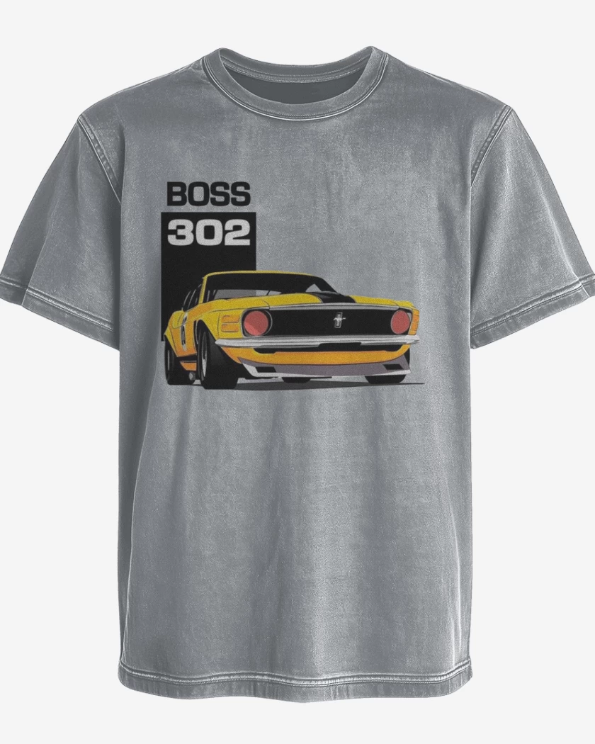 Polera desgastada Gris Melange de Mustang boss