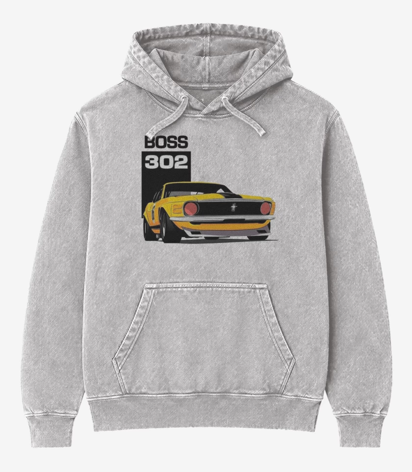 Poleron Canguro Acid Wash Gris Melange de Mustang boss