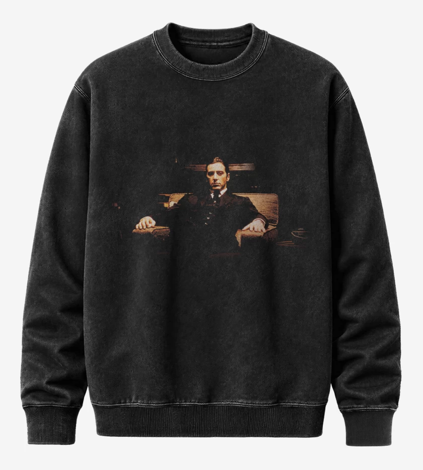 Poleron Polo Acid Wash Negro de Michael Corleone 