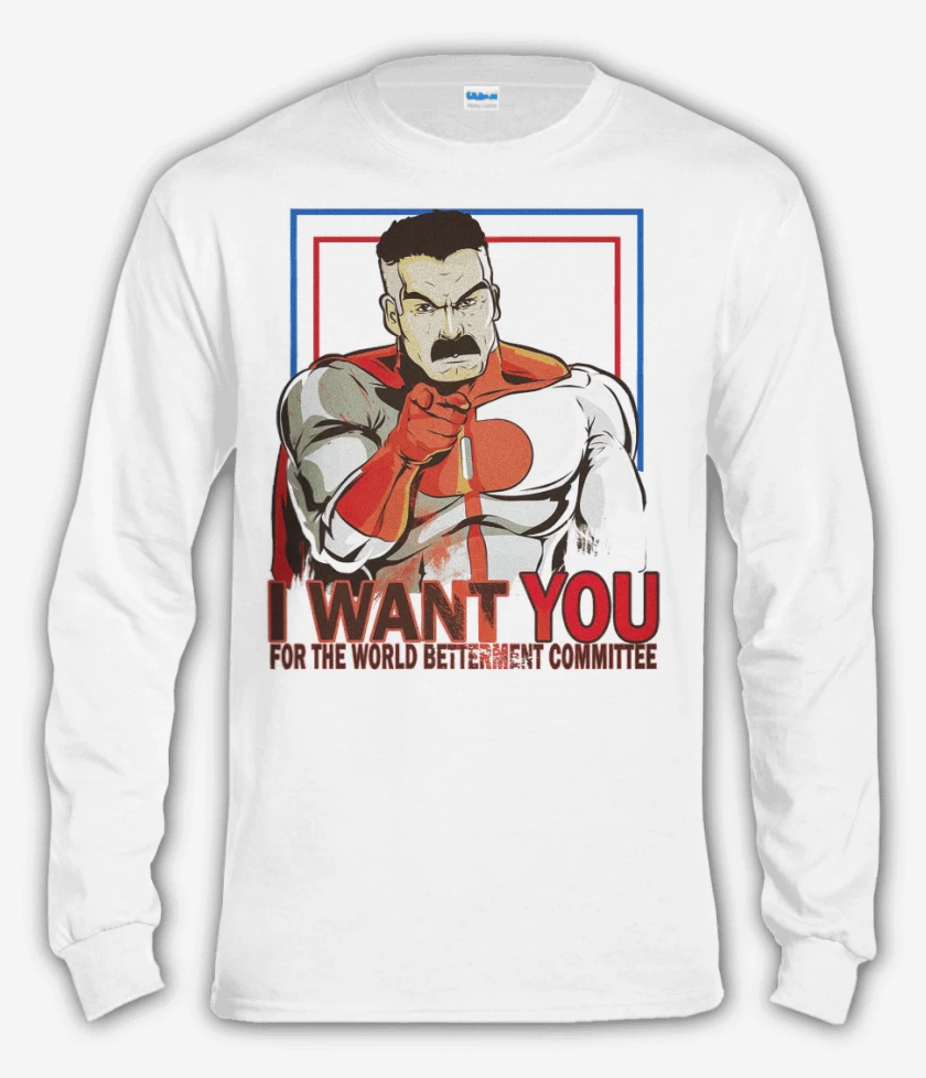 Polera manga larga Blanco de i want you omniman