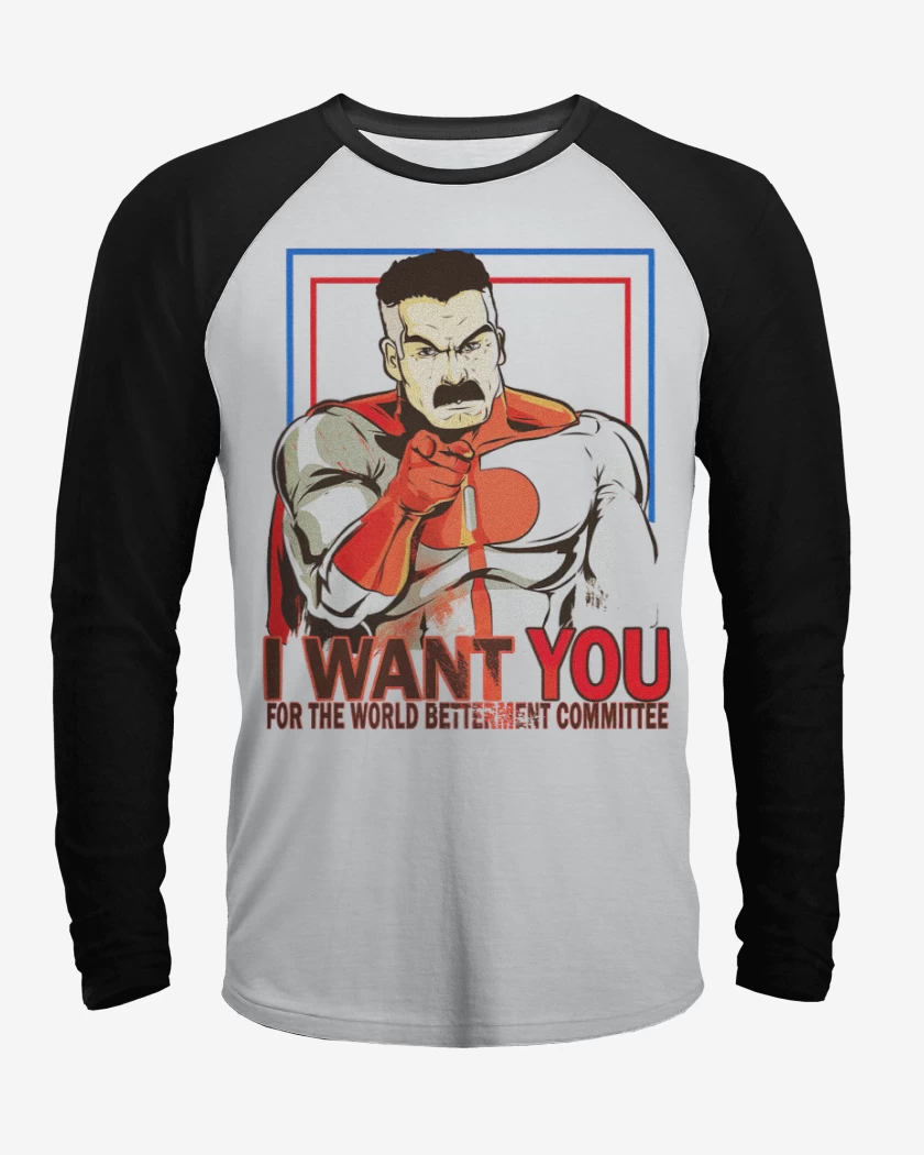 Polera Raglan i want you omniman