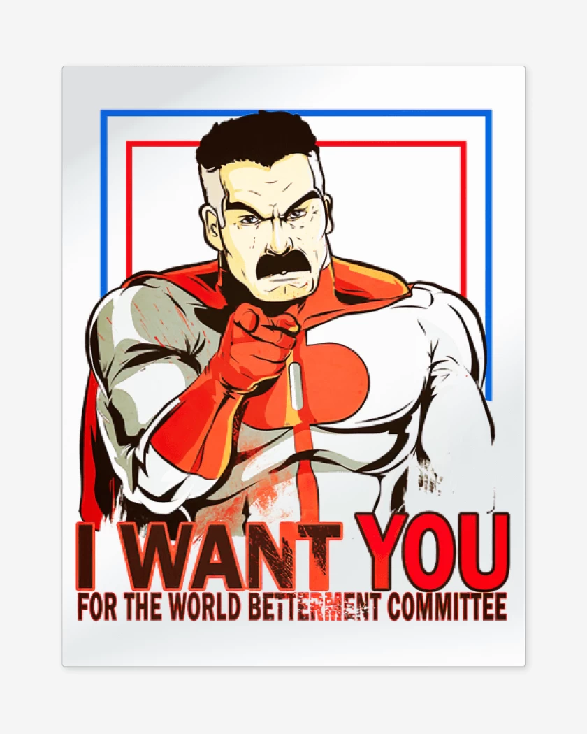 Print metalico Blanco de i want you omniman
