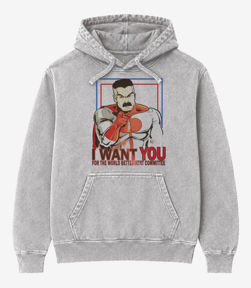 Poleron Canguro Acid Wash Gris Melange de i want you omniman