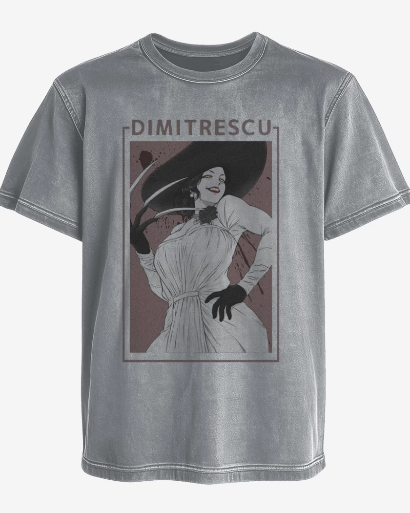 Polera desgastada Gris Melange de Dimitrescu