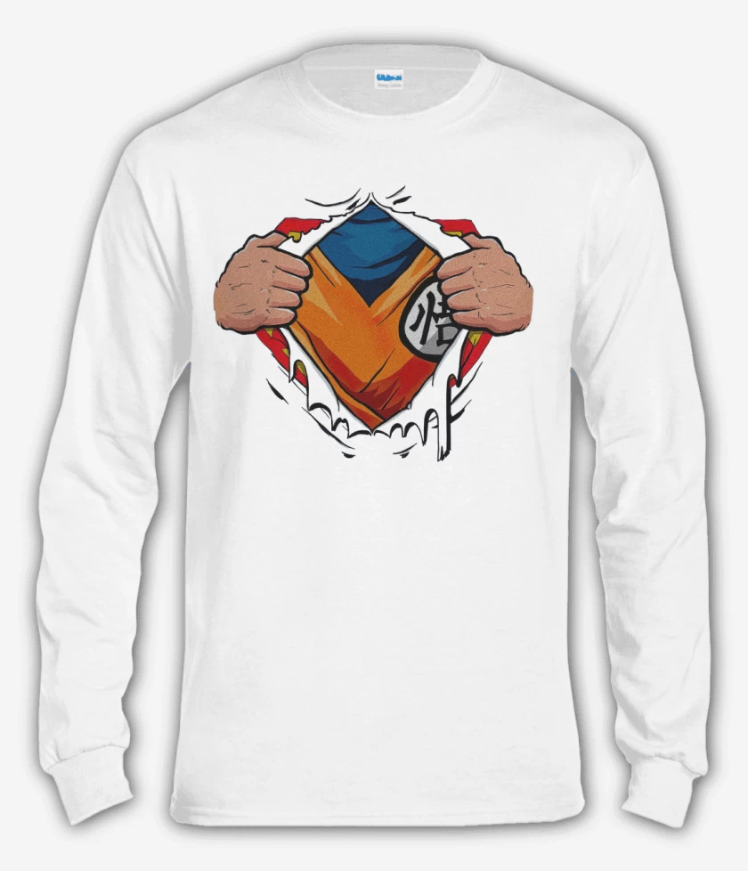 Polera manga larga Blanco de Goku torso