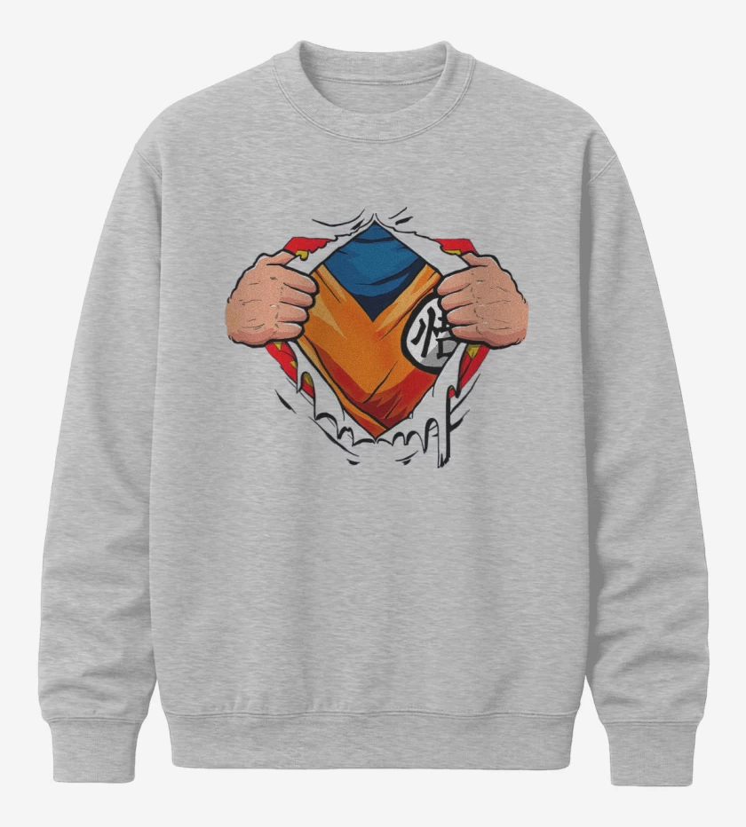 Poleron polo Gris Melange de Goku torso