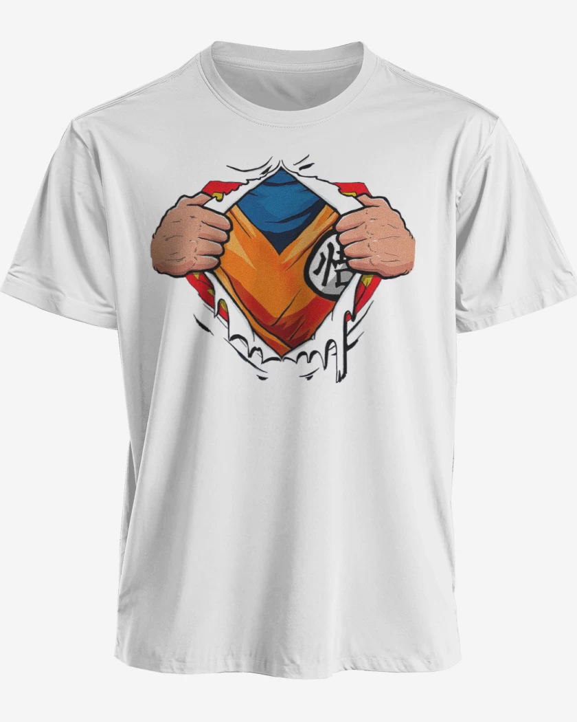 Polera premium Blanco de Goku torso