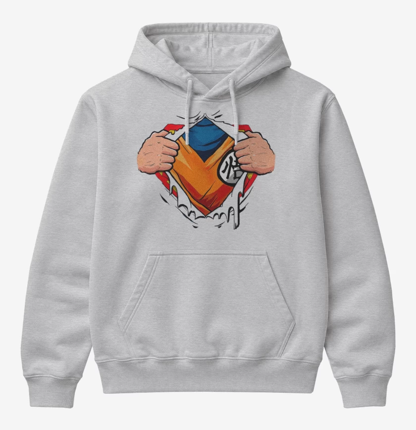 Poleron Canguro básico Gris Melange de Goku torso