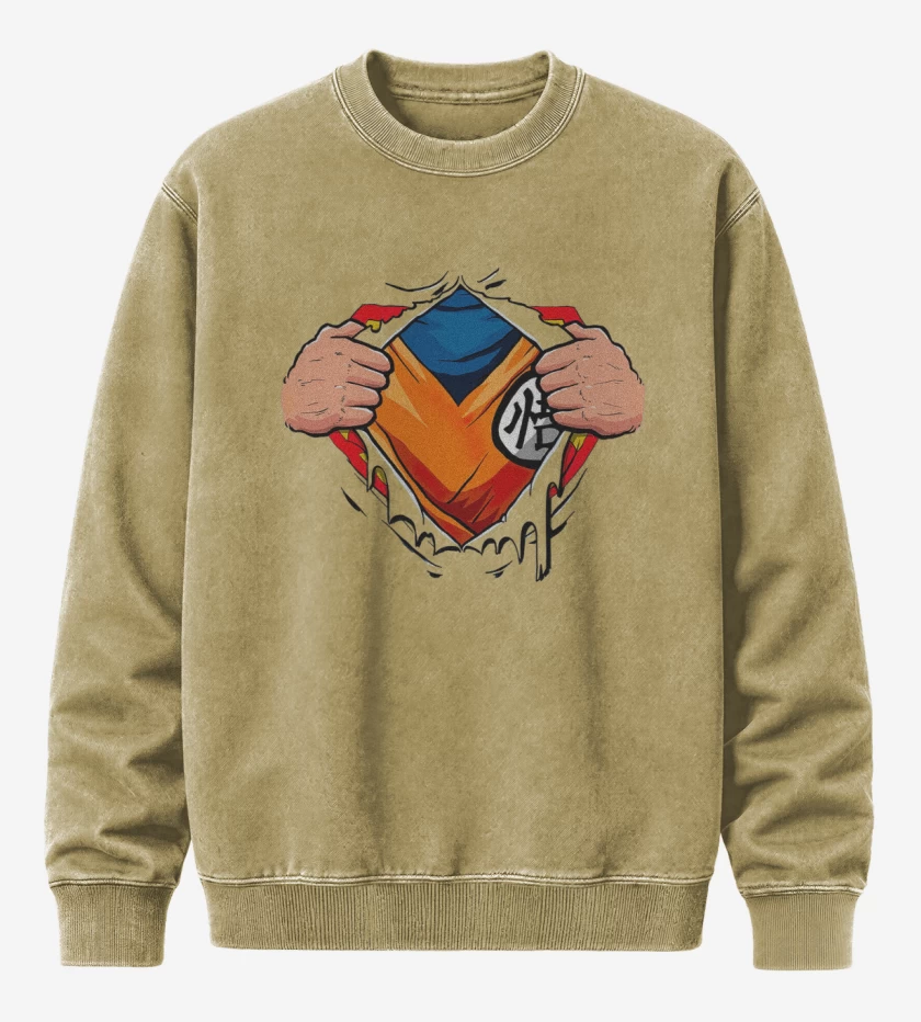 Poleron Polo Acid Wash Beige de Goku torso