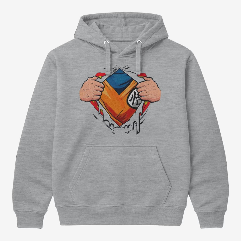 Polerón Canguro Gris Melange de Goku torso