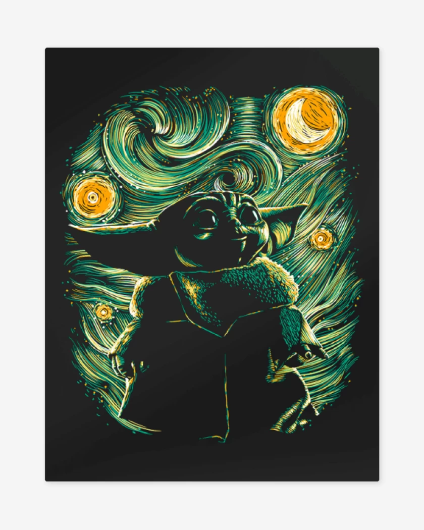 Print metalico Negro de El compadre Grogu 