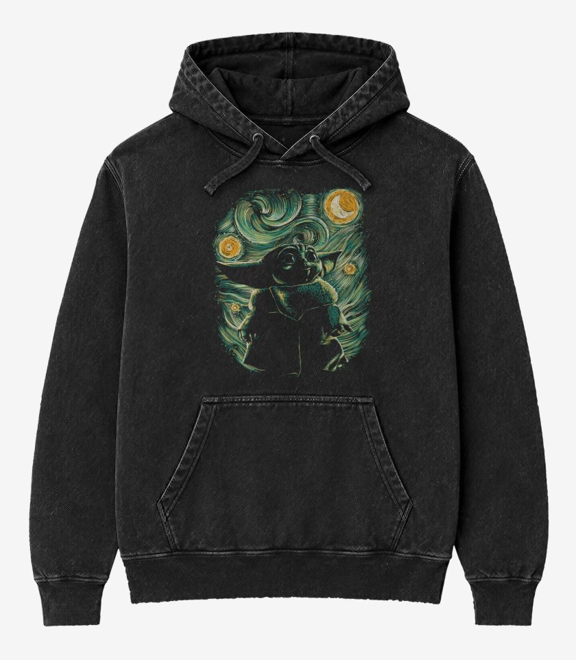 Poleron Canguro Acid Wash Negro de El compadre Grogu 