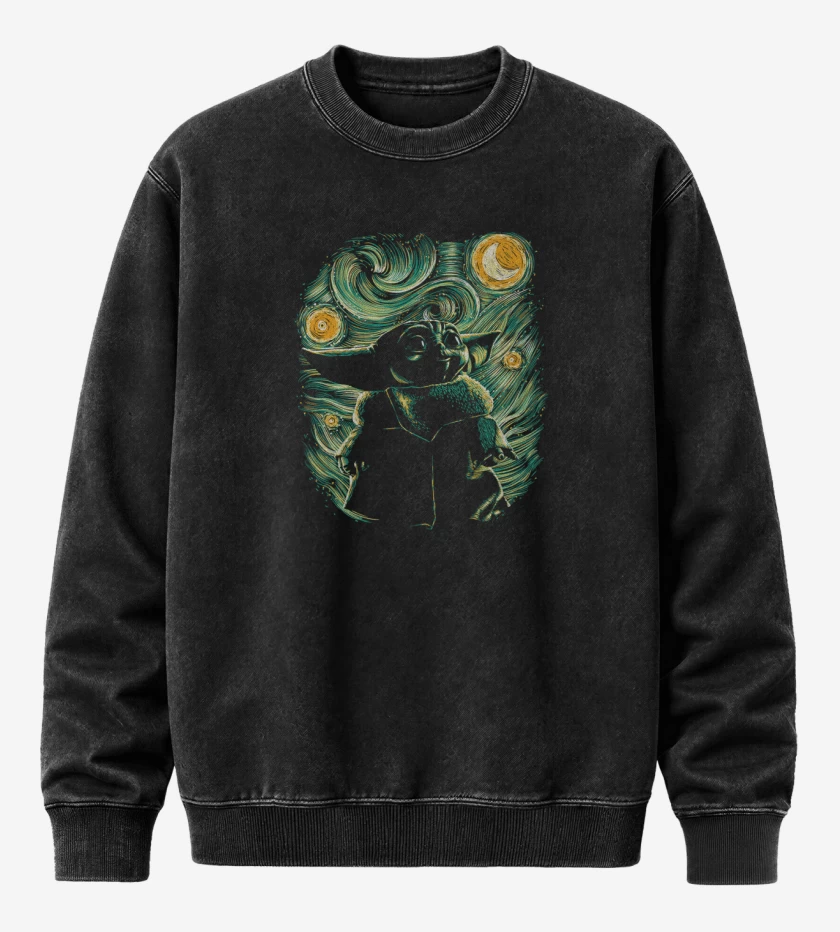 Poleron Polo Acid Wash Negro de El compadre Grogu 