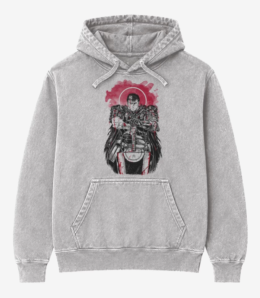 Poleron Canguro Acid Wash Gris Melange de Berserk 2