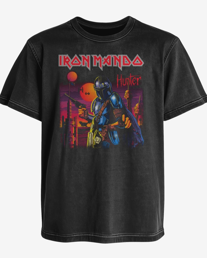 Polera desgastada Negro de Iron mando